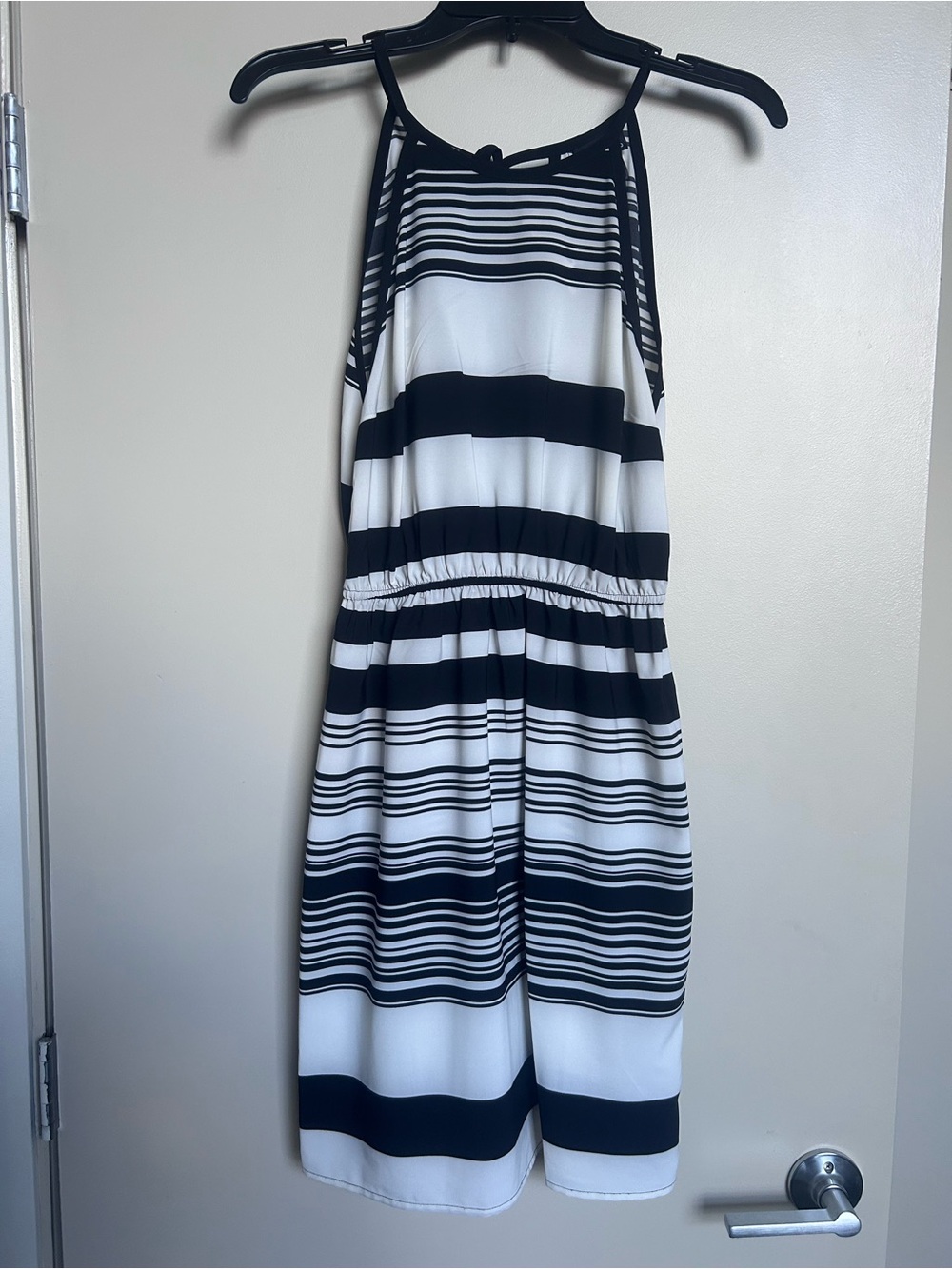 Enfocus Studio Black & White Striped Halter Midi Dress
